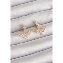 Clariss Pirinç Gold Renk Zirkon Taşlı V Model Küpe