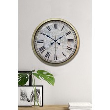 Woodhub Duvar Saati 40 cm Metal Eskitme  Beyaz Renk Maps Modeli