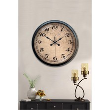 Woodhub Duvar Saati 40  cm  Metal Siyah Renk Vintage Modeli
