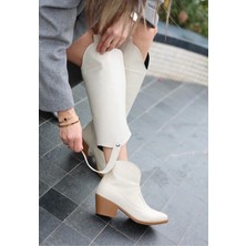 Kazax Milla Bej Cilt Tak Çıkar Topuklu Bot ve Çizme