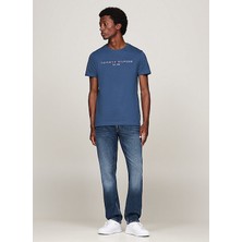 Tommy Hilfiger Bisiklet Yaka Mavi Erkek T-Shirt MW0MW11797DBZ