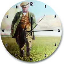 Woodhub Buğdat Tarlasındaki Atatürk Duvar Saati(Çap 50 x 50  cm  )