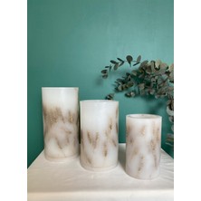 Gri Kozalak Çok Renkli Mumluk Buğdaylı Slndr Tealight 3'lü Takım