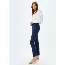 Koton Yüksek Bel Regular Fit Lacivert Kadın Pantolon 5WAK40023UW