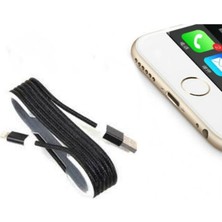 Colezium iPhone Örgü Şeklinde Renkli Çelik Şarj Data Kablosu - Siyah