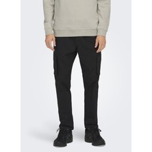 Only & Sons Normal Bel Düz Paça Normal Siyah Erkek Kargo Pantolon Onscommon Cargo 0182 Pant Noos