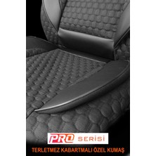 Kurra Store Opel Omega Uyumlu Tam Set Pro Lüks Oto Koltuk Kılıfı Deri ve Kabartmalı Siyah Kumaş