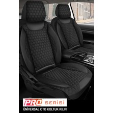 Kurra Store Fiat Egea Uyumlu Tam Set Pro Lüks Oto Koltuk Kılıfı Deri ve Kabartmalı Siyah Kumaş