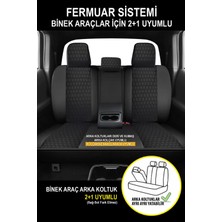 Kurra Store Fiat Egea Uyumlu Tam Set Pro Lüks Oto Koltuk Kılıfı Deri ve Kabartmalı Siyah Kumaş