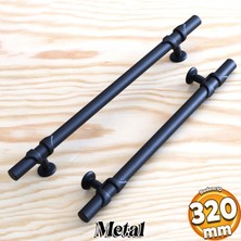 Badem10 Maça Siyah Metal Kulp 320 mm - 32 cm Mobilya Mutfak Çekmece Dolabı Kulbu Siyah