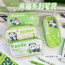 Kokonqb 1 Parça Sevimli Karikatür Panda Kalem Kutusu Çocuk Yeşil Serisi Kawaii Panda Kalem Çantası Yüksek Kapasiteli Kırtasiye Saklama Çantası (Yurt Dışından)