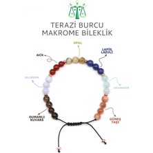 Terazi Burcu Taşlarından Oluşan Doğal Taş Makrome Bileklik 6 mm Küre Kesim - Burç Bilekliği