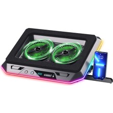 Classone Gaming GT200 Laptop Soğutucu Notebook Stand,10 Rgb Işık Kontrolü , 15.6 -17 Inch , Hız Kontrolü , 2 Büyük Fan ,telefon Standı, 2 USB