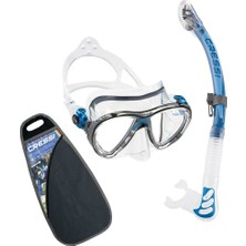 Cressi Big Eyes Evolution+Alpha Ultra Dry Maske Şnorkel Seti Şeffaf-Mavi