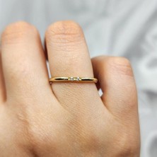 Fasek Gold Altın Alyans - 14 Ayar Altın 1.5 Mm İçi Dolu Zirkon Taş Alyans - Düğün, Nişan Hediyelik Alyans