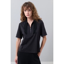 ROMAN Önü Fermuarlı Bluz Siyah K2523013_001