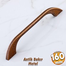 Badem10 Meriç 160 mm - 16 cm Eskitme Antik Bakır Metal Mobilya Mutfak Dolabı Dolap Kulpu Kulbu Kulpları