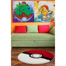 Miqna Studio Pokemon Halı, El Yapımı, Yıkanabilir, Kaymaz Taban, Dekoratif, Çocuk ve Genç Odası, Hediye,