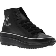 Beverly Polo PO-30021 Kadın Yüksek Taban Hi Sneaker -Siyah