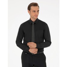 Pierre Cardin Erkek Siyah Regular Fit Uzun Kollu Basic Gömlek 50292536-VR046