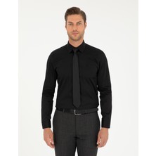 Pierre Cardin Erkek Siyah Slim Fit Uzun Kollu Basic Gömlek 50292520-VR046