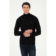 U.S. Polo Assn. Erkek Slim Fit Yarım Boğazlı Siyah Basic Kazak 50288887-VR046