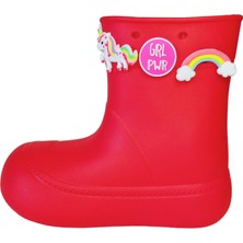 Casabony Kırmızı Yağmur Botu Kışlık Su Geçirmez Erkek Çocuk Çorap Seti 27 - 28 Numaralı