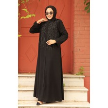 Neva Style Boncuk İşlemeli Siyah Tesettür Abaya 29106S