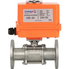 Unox DN15-1/2"24 V Dc Elektrikli Aktüatörlü Flanşlı Küresel Vana 3 Parçalı