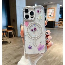 Roketcim iPhone 11 Flower Magsafe Kapak Yeni Gerçek Çiçek Tasarımlı Kılıf