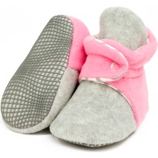 Ella Bonna Polar Bebek Pandufu, Kaydırmaz Taban, Organik Pamuk Astarlı, İlk Adım Ev Patiği, Gri Pembe