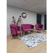 Zafir Gold Kaplama  Tel Ayak Papatya Çay Seti Koltuk Takımı , Balkon, Salon, Ofis, Cafe Koltuk Takımı