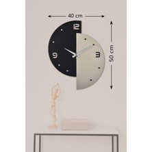 İnfigo Concept Dekoratif Ahşap Siyah Gri Duvar Saati 50 cm - Diana