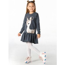 Ekose Ceylan Laci Fırfırlı Kız Elbise