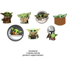 Renklime Star Wars, The Mandalorian, Grogu, Baby Yoda, Bebek Yoda Sticker Doğum Günü Etiket, Baskı