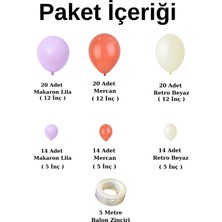 Ata Parti Dünyası ^^ Doğum Günü Konsepti *Mercan*Retro Beyaz*Makaron Lila* 100 Lü Balon Zinciri Parti Seti