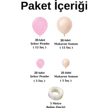 Ata Parti Dünyası ^^ Doğum Günü Konsepti *Şeker Pembe*Makaron Somon* 100 Lü Balon Zinciri Parti Seti