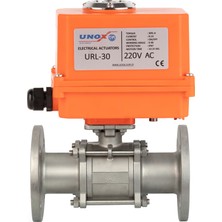 Unox DN15-1/2" 220 V Ac Elektrikli Aktüatörlü Flanşlı Küresel Vana 3 Parçalı