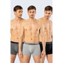Cacharel 1337 Erkek 3'lü Likralı Boxer-Siyah&antrasit&gri