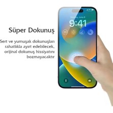 Fibaks Apple iPhone 16 Kolay Uygulama Aparatlı Siyah Çerçeveli Tam Kapatan Cam Ekran Koruyucu