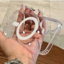 Pirok Store İphone 16 İle Uyumlu Magsafe Kablosuz Şarj Destekli Manyetik Şeffaf Esnek  Silikon Kılıf