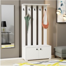 Demonte Home Mobilya Feliçitadh 2 Raflı 2 Kapaklı Portmanto Beyaz