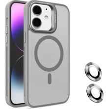 OSG iPhone 12 Uyumlu Lens Koruma Hediyeli Magsafe  Destekli Kamera Standlı Premium Buzlu Kılıf