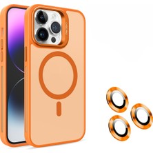 OSG iPhone 15 Pro Uyumlu Lens Koruma Hediyeli Magsafe  Destekli Kamera Standlı Premium Buzlu Kılıf