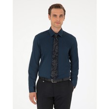 Pierre Cardin Erkek Lacivert Slim Fit Uzun Kollu Basic Gömlek 50292520-VR033