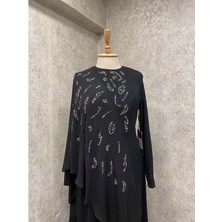 Famelin 24Y727 Abiye Taşlı Kolu Pelerinli - Famelin - 24Y727 - Siyah - 40