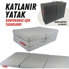 Xpermate Katlanır Yatak Yer Yatağı Çantalı Katlanır Sünger Yatak Misafir Yatağı 70X180X6 Gri Puantiyeli