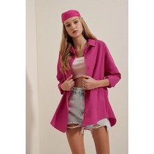 Birru Butik Bigdart 3900 Oversize Uzun Basic Gömlek - Koyu Pembe