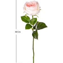 Herdekora Yapay Çiçek Islak Dokulu Gül Beyaz-Pembe 48 Cm.