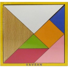 Woodhub Tangram 12X12CM Puzzle Yapboz Bultak Zeka Oyunları Eğitici Renkli Montessori Ahşap Oyuncak